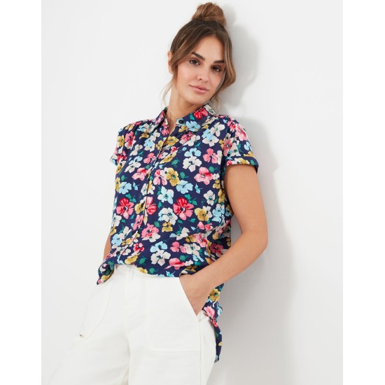 Joules Natalie Short Sleeve Shirt - Blue Floral