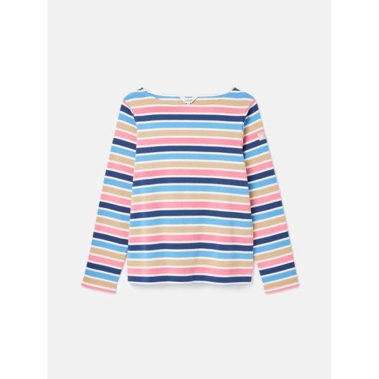 Joules New Harbour Multi Stripe Relaxed Fit Boat Neck Breton Top