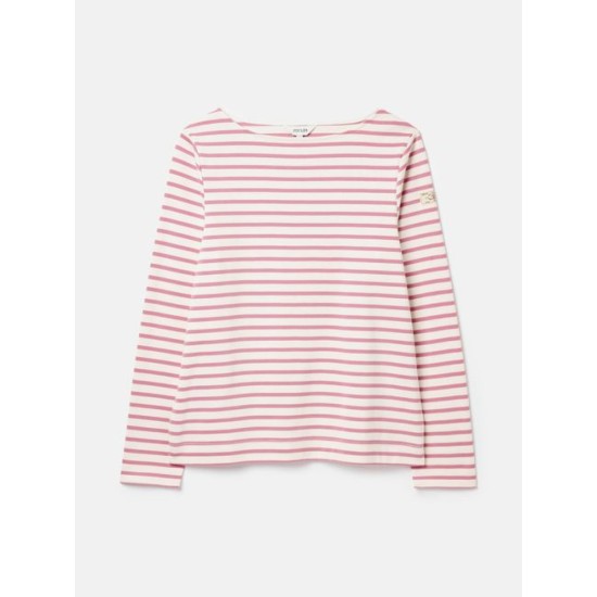 Joules New Harbour Pink/Cream Stripe Relaxed Fit Breton Top