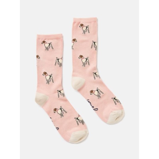 Joules Pink Dog Excellent Everyday Single Ankle Socks