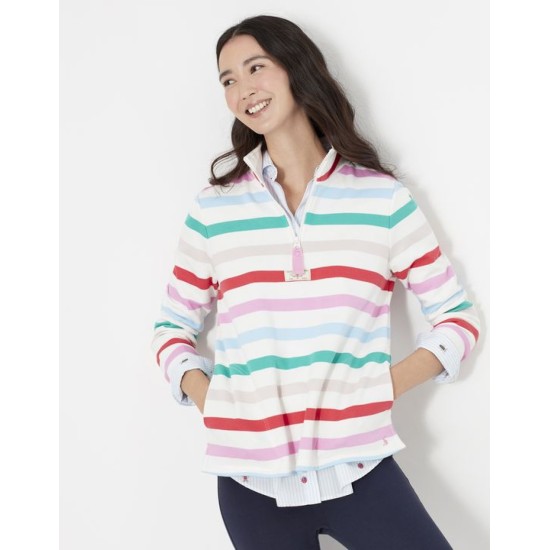 Joules Pip Casual Half Zip Sweatshirt - Cream Multi Stripe