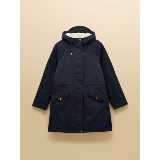 Joules Portwell Cosy Navy Fleece Lined Raincoat With Hood