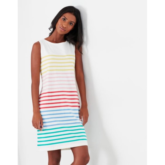 Joules Riva Sleeveless Jersey Dress - Cream Multi Stripe