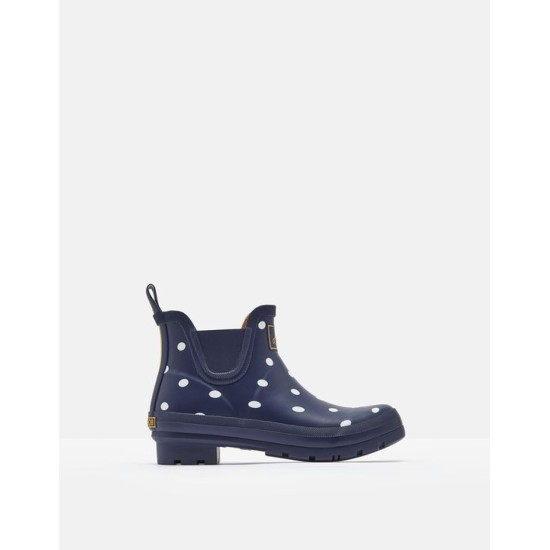 Joules Short Height Printed Wellibobs - French Navy Spot