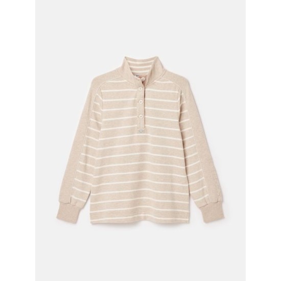 Joules Southwold Oatmarl Button Down Striped Sweatshirt