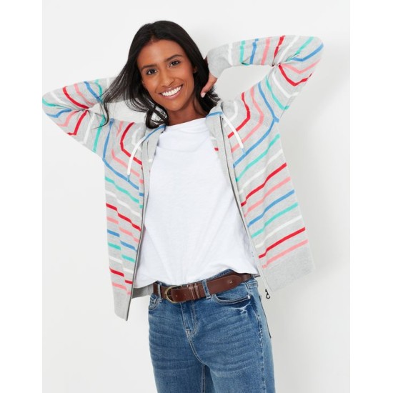 Joules Witham Stripe Hooded Sweatshirt - Grey Multi Stripe