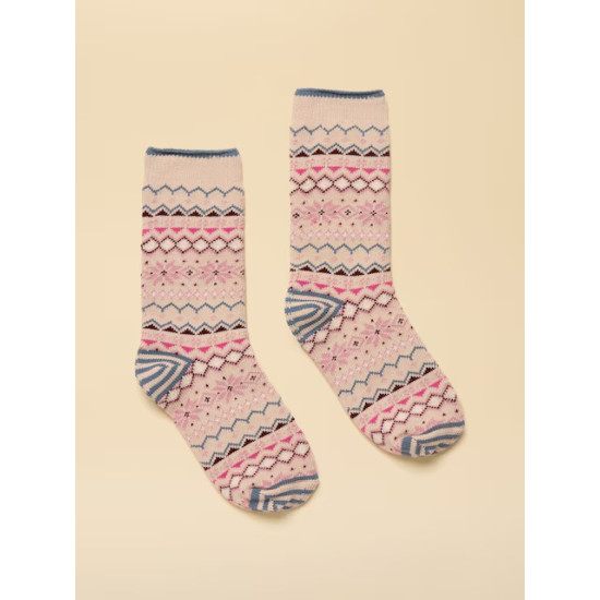 Joules Women's Lucille Neutral Fairisle Socks