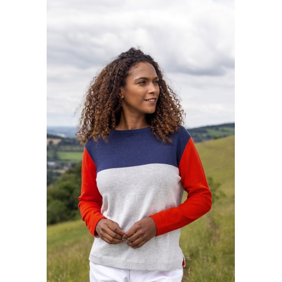 Lily & Me Meadow Colour Block Jumper - Tomato Red