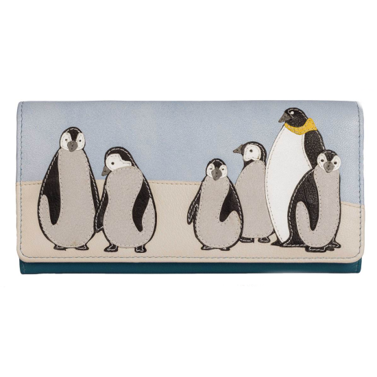 Mala Leather 3494 3 Ollie Penguin Mum & Babies Leather Purse