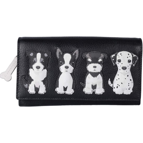 Mala Leather Best Friends Sitting Dogs Matinee Purse - Black