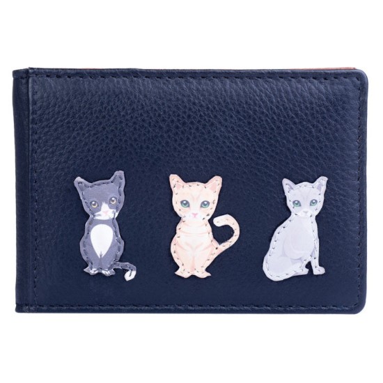 Mala Leather BF Sitting Cats ID / Card Holder - RFID - Black