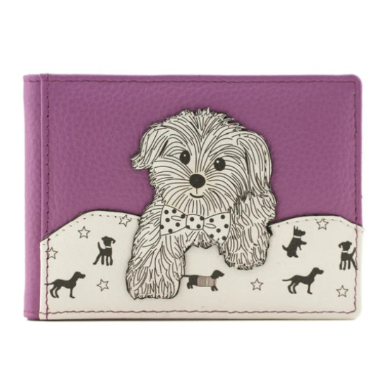Mala Leather Coco Pup Card & ID Holder - Purple