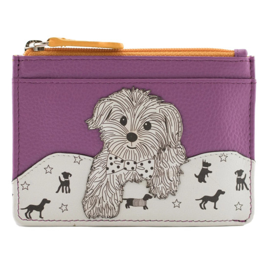 Mala Leather Coco Pup Coin Purse & Card Holder - Purple