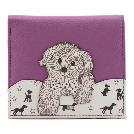 Mala Leather Coco Pup Compact Purse With Zip Coin Pocket - Purple