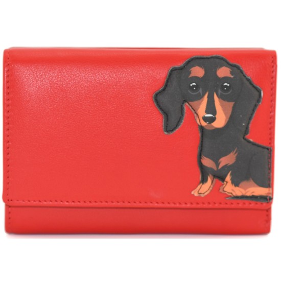 Mala Leather Frank Tri Fold Purse with RFID - Red