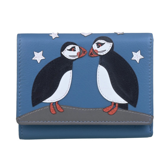 Mala Leather Lundi Tri Fold Purse - Blue