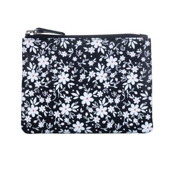 Mala Leather Maisie Flower Print Coin Purse - Black