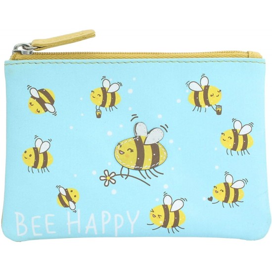 Mala Leather Pinky Bee Happy Coin Purse