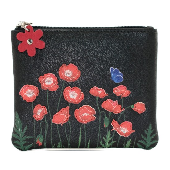 Mala Leather Poppy Coin Purse - Black