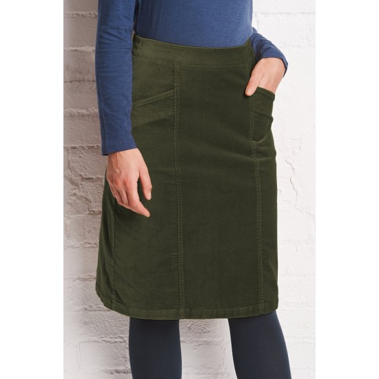 Mistral Moleskin Straight Skirt in Ivy Green