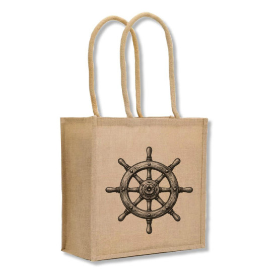 Nauticalia Ship's Wheel Jute Shopping Bag