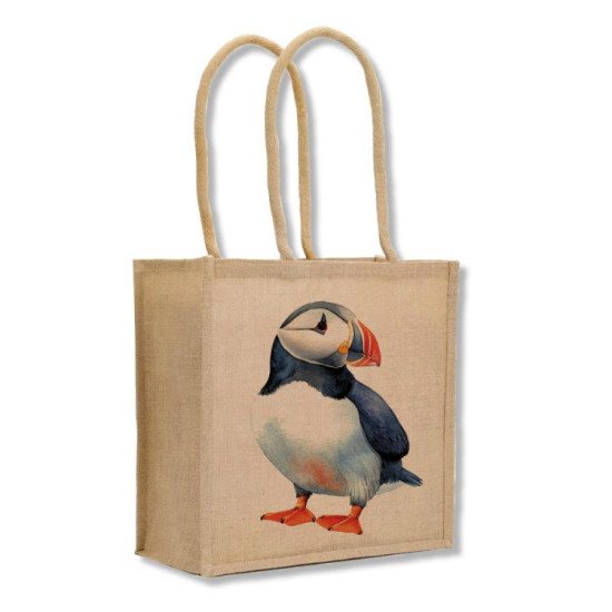 Nauticalia Standing Puffin Jute Shopping Bag