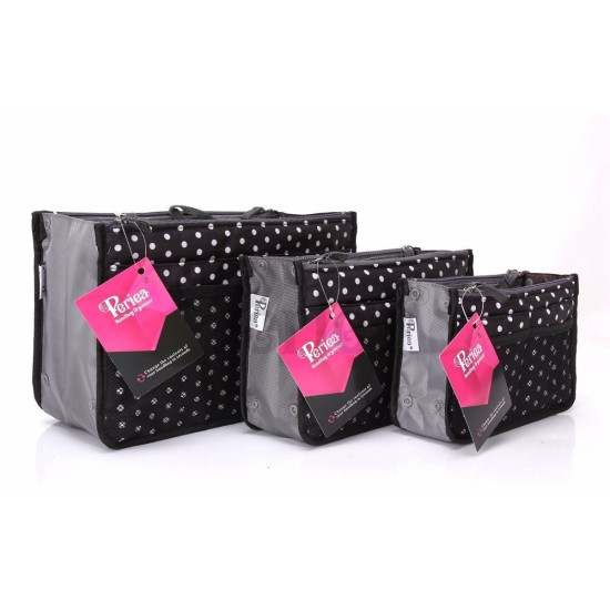 Periea Chelsy Handbag Organiser - Black with White Polka Dots