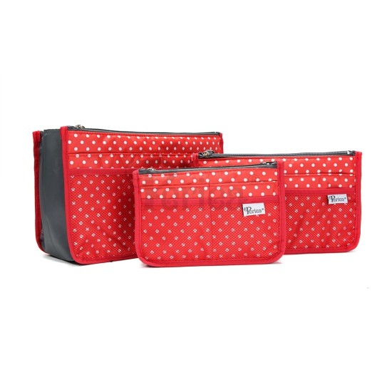 Periea Chelsy Handbag Organiser - Red with White Polka Dots