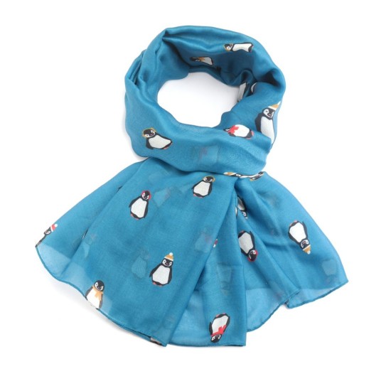 Pure Fashions Baby Penguins Scarf - Denim