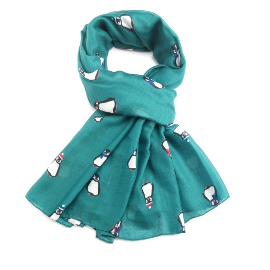 Pure Fashions Baby Penguins Scarf - Green