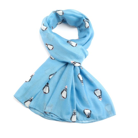 Pure Fashions Baby Penguins Scarf - Powder Blue