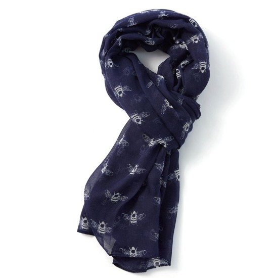 Pure Fashions Bees Scarf - Navy Blue