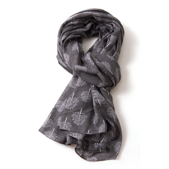 Pure Fashions Mulberry Trees Scarf - Charcoal