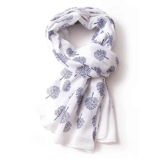 Pure Fashions Mulberry Trees Scarf - White