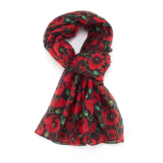 Pure Fashions Poppy Bloom Scarf - Black