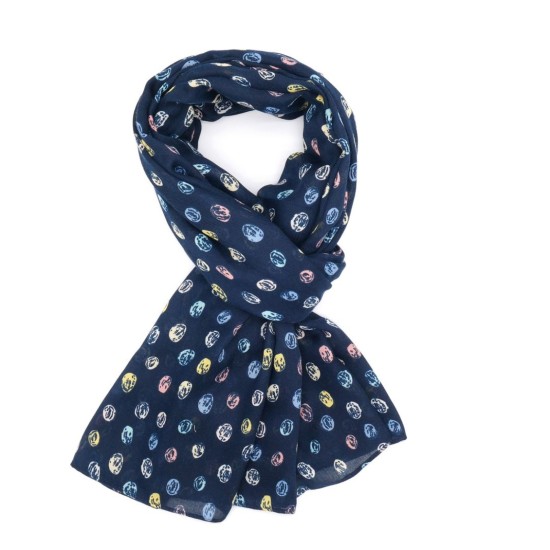 Pure Fashions Scribbled Spots Scarf - Navy