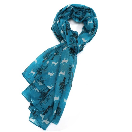 Pure Fashions Winter Deers Scarf - Turquoise