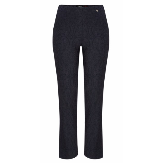 Robell Marie Jacquard Trouser - Navy