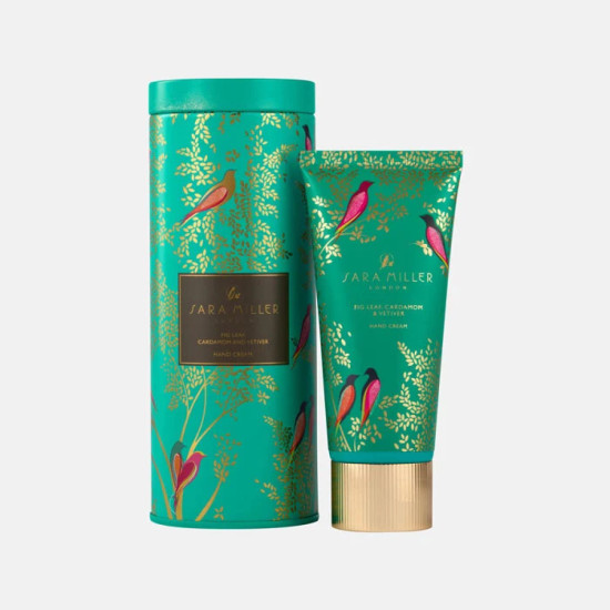 Sara Miller Green Birds Hand Cream Tin - Fig Leaf, Cardamom & Vetiver