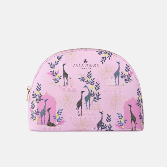 Sara Miller London Basking Giraffes Medium Cosmetic Bag - Pink