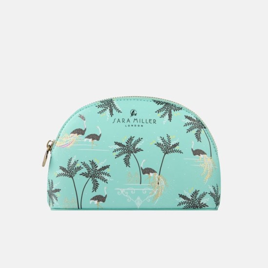 Sara Miller London Ostrich & Palms Small Cosmetic Bag