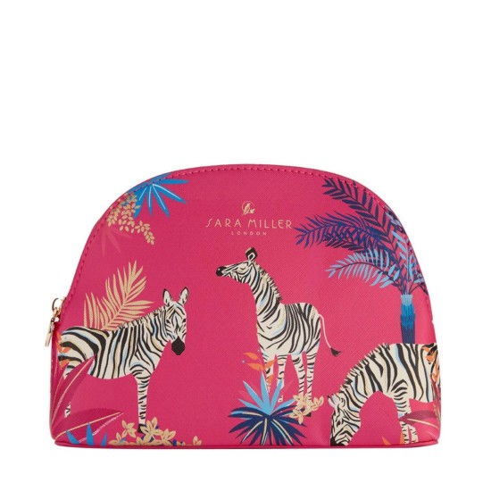 Sara Miller London Red Tahiti Zebras Medium Cosmetic Bag