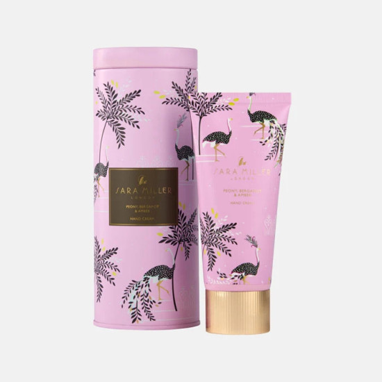 Sara Miller Ostrich & Palms Hand Cream Tin - Peony, Bergamot & Amber
