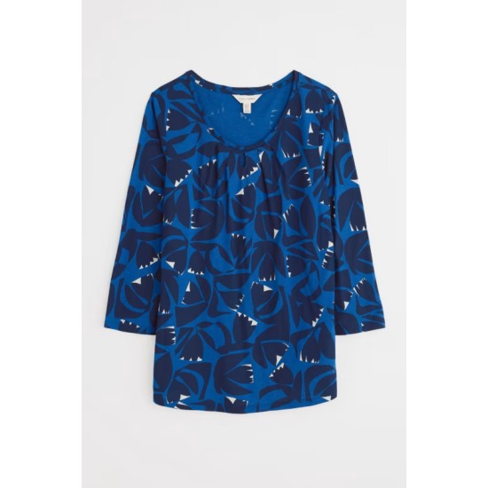 Seasalt Appletree 3/4 Sleeve Top - Floral Cutout Ink