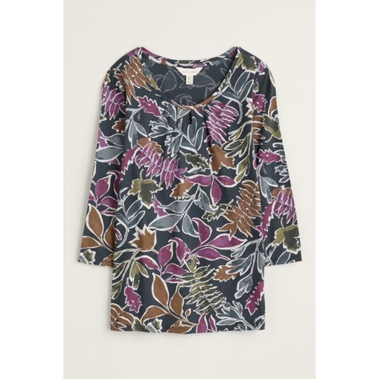 Seasalt Appletree 3/4 Sleeve Top - Inked Foliage Onyx