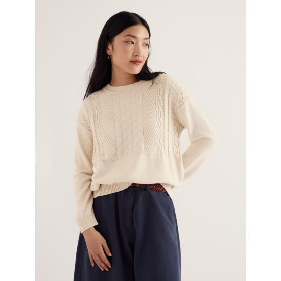 Seasalt Applewood Organic Cotton Crew Neck Jumper - Aran