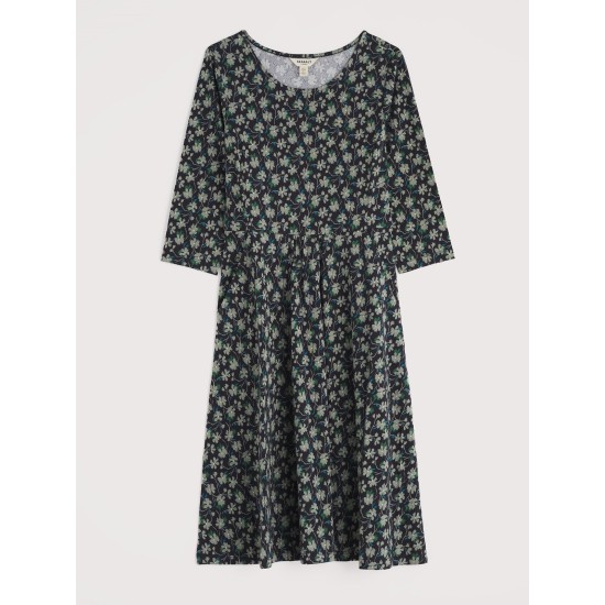 Seasalt April Jersey Dress - Smudge Floral Onyx
