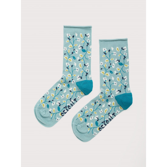 Seasalt Arty Organic Cotton Socks - Chalk Flower Sage Leaf