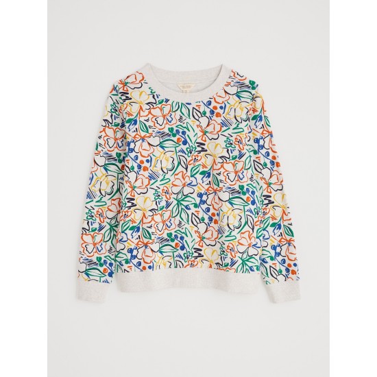 Seasalt Bright Wave Printed Sweatshirt - Painters Garden Chalk