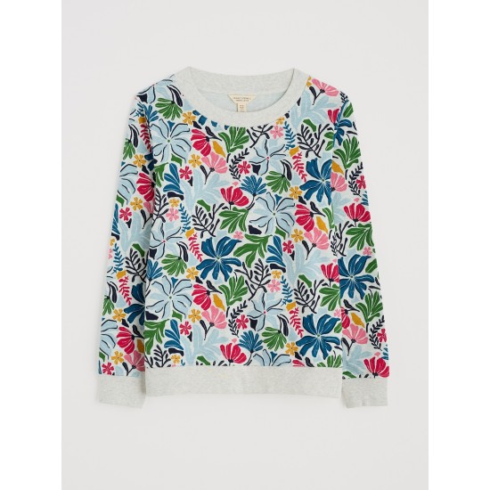 Seasalt Bright Wave Printed Sweatshirt - Seaweed Flower Chalk